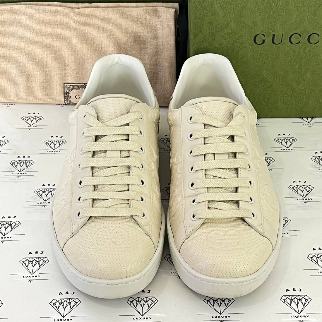 [PRE LOVED] Gucci Guccissima Sneakers in White Size 39EU