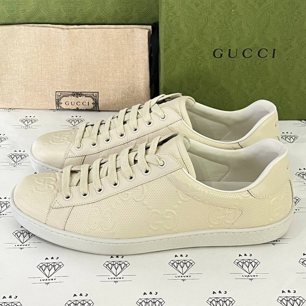 [PRE LOVED] Gucci Guccissima Sneakers in White Size 39EU