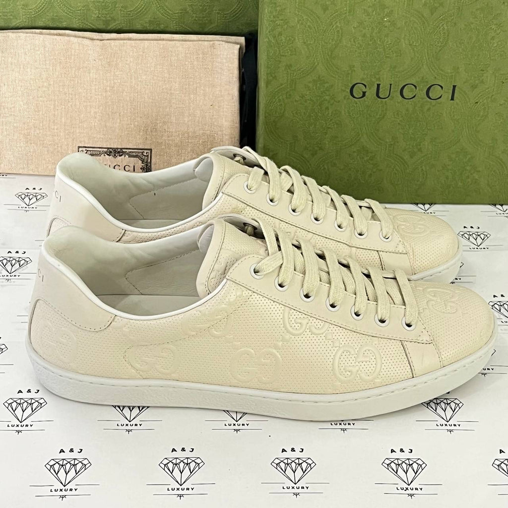 [PRE LOVED] Gucci Guccissima Sneakers in White Size 39EU