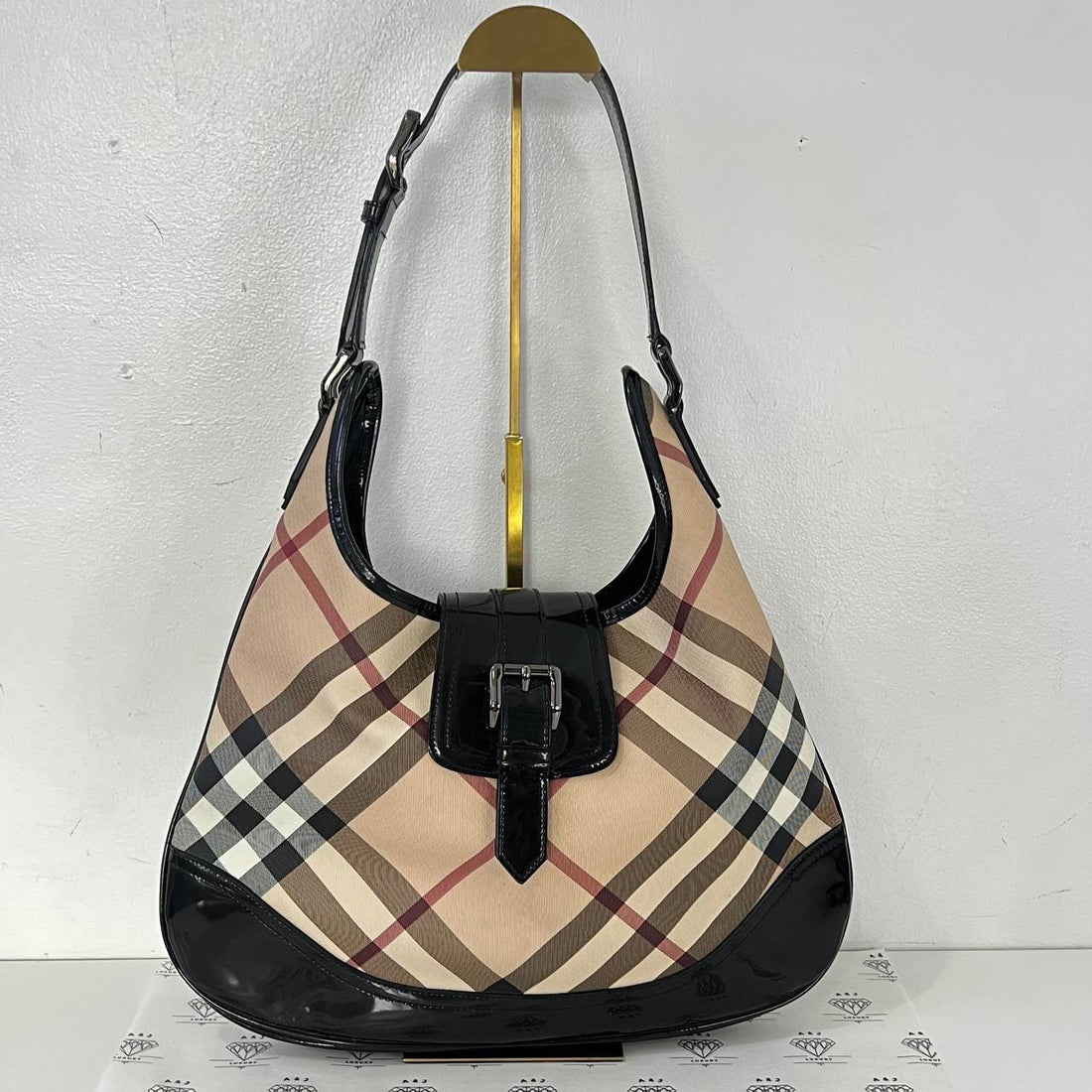 [PRE LOVED] Burberry Nova Check Hobo Bag in Black