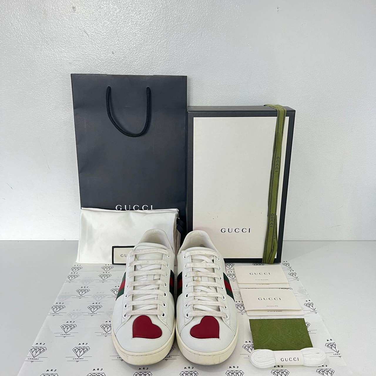 [PRE LOVED] Gucci Ace Sneakers with Heart in Size 39.5EU