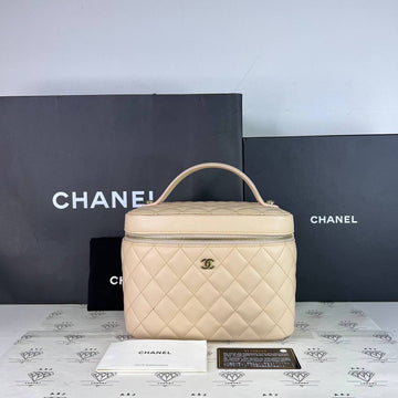 [PRE LOVED] Chanel Vanity Case in Pink Beige Caviar Leather Light Gold HW (Series 31)