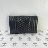 [PRE LOVED] YSL Medium Tri Quilted Envelope Wallet on Chain in Black Lambskin Leather SHW