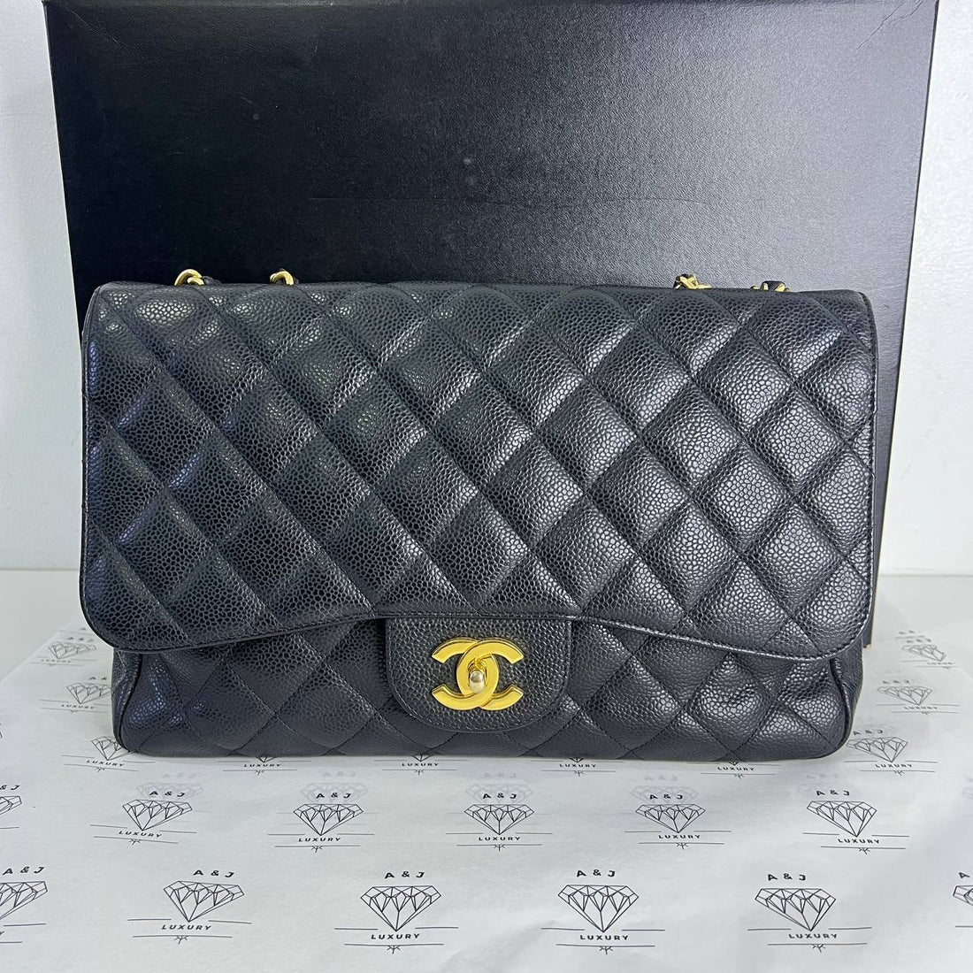 [PRE LOVED] Chanel Classic Jumbo Single Flap in Black Caviar GHW (Series 13)
