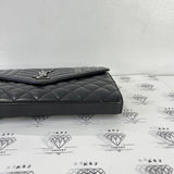 [PRE LOVED] YSL Medium Tri Quilted Envelope Wallet on Chain in Black Lambskin Leather SHW