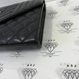 [PRE LOVED] YSL Medium Tri Quilted Envelope Wallet on Chain in Black Lambskin Leather SHW