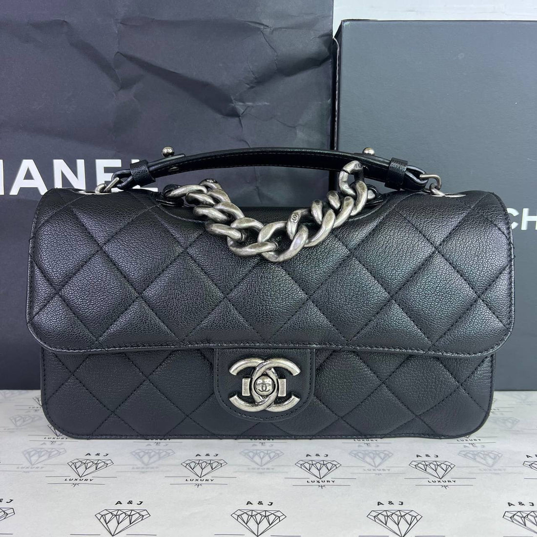 [PRE LOVED] Chanel Perfect Edge Flap Bag in Black Caviar Leather RHW (Series 21)