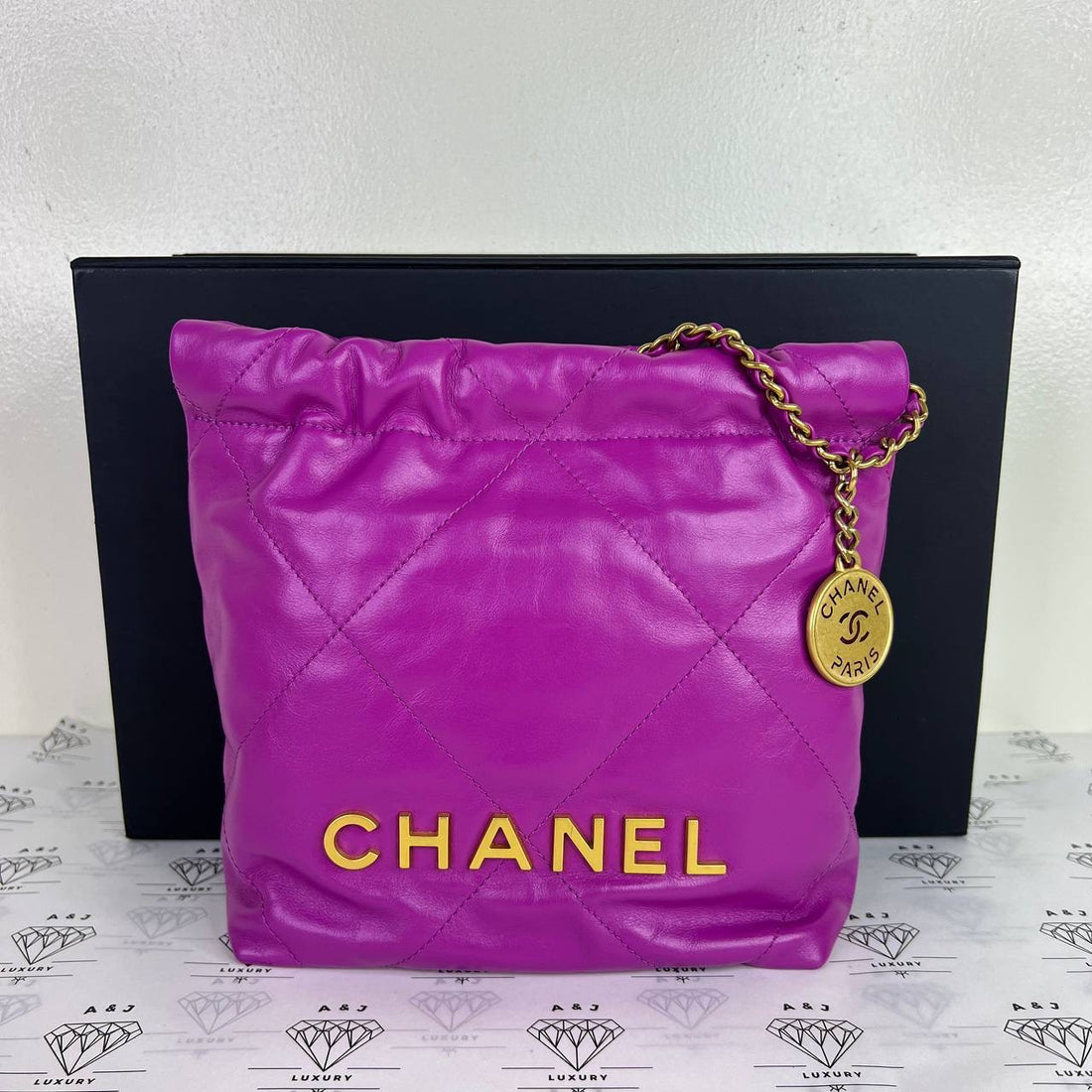 [PRE LOVED] Chanel Mini C22 in Purple Lambskin Leather GHW (microchipped)