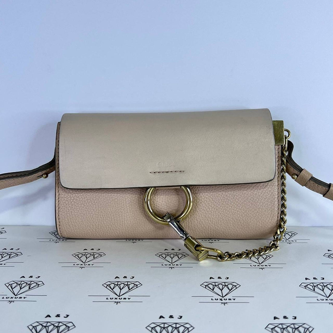[PRE LOVED] Chloe Mini Faye Shoulder Bag in Cement Pink GHW
