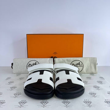 [PRE LOVED] Hermes Chypre Sandals in White Size 39EU