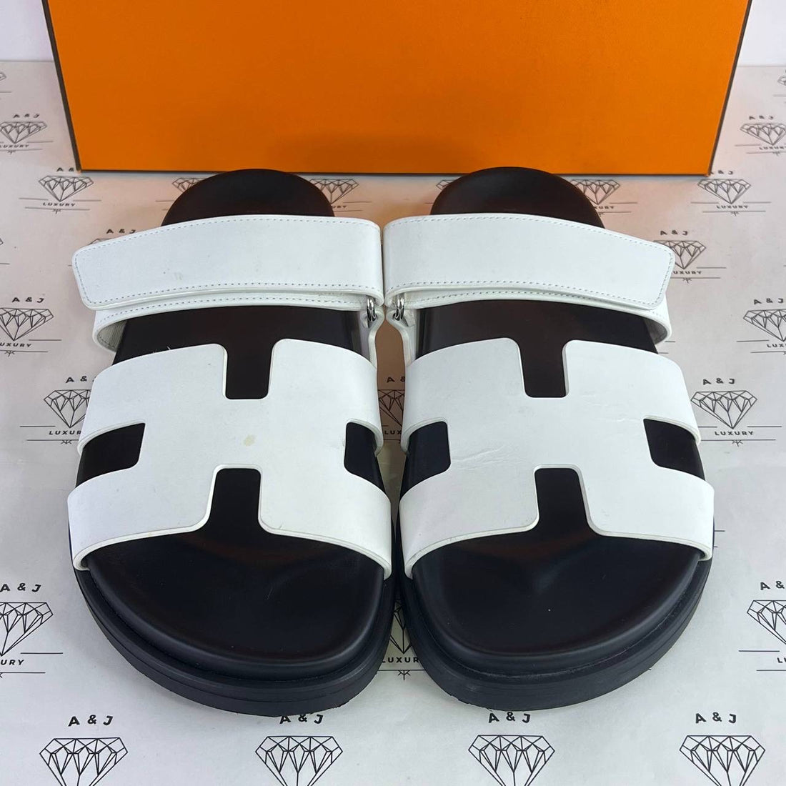 [PRE LOVED] Hermes Chypre Sandals in White Size 39EU