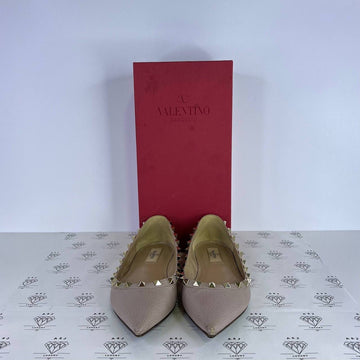 [PRE LOVED] Valentino Rockstud Ballerina Flats in Poudre Size 38EU