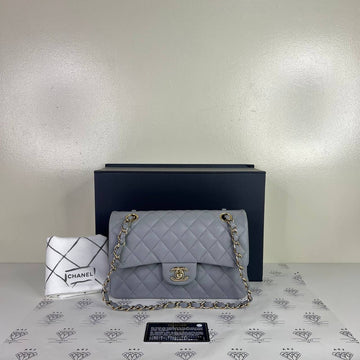 [PRE LOVED] Chanel Small Classic Double Flap in Light Gray Caviar Leather GHW (Series 29)