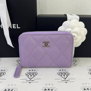 [BRAND NEW] Chanel Zippy Cardholder in Lilac Caviar Leather SHW (microchipped)