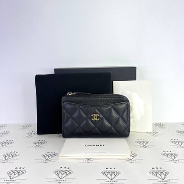 [PRE LOVED] Chanel Zipped Cardholder in Black Caviar Leather GHW (microchipped)