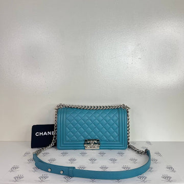 [PRE LOVED] Chanel Old Medium Leboy in Teal Lambskin Leather SHW (Series 20)