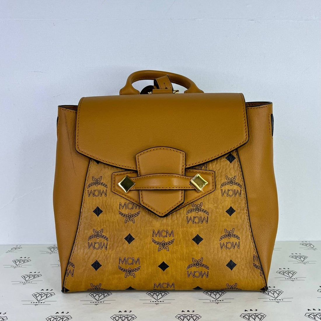 [PRE LOVED] MCM Essential Backpack in Cognac Visetos GHW