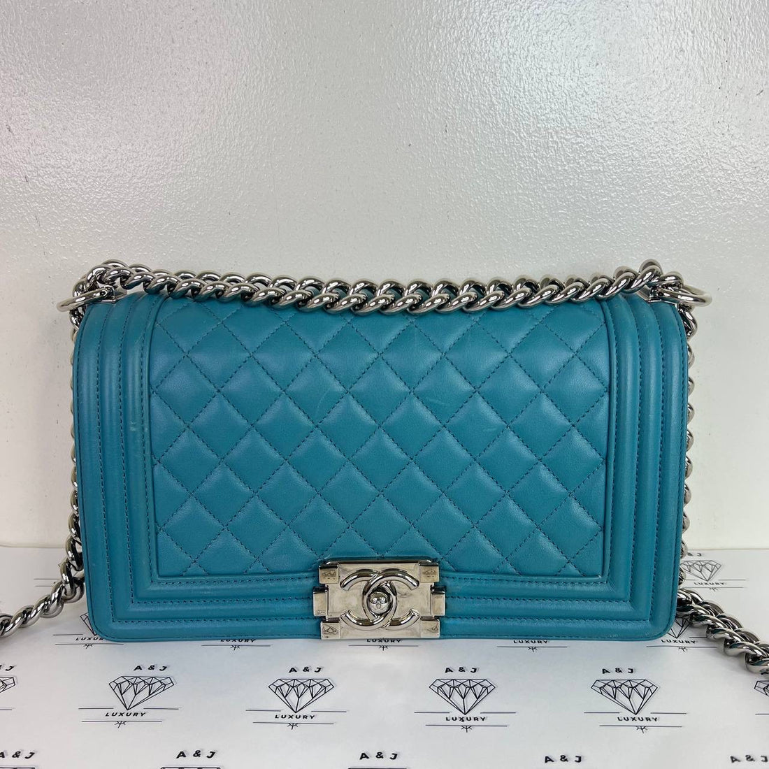 [PRE LOVED] Chanel Old Medium Leboy in Teal Lambskin Leather SHW (Series 20)