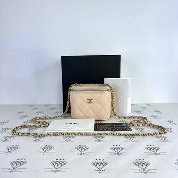 [PRE LOVED] Chanel Mini Vanity in Pink Beige Caviar Leather Light Gold HW (Series 31)