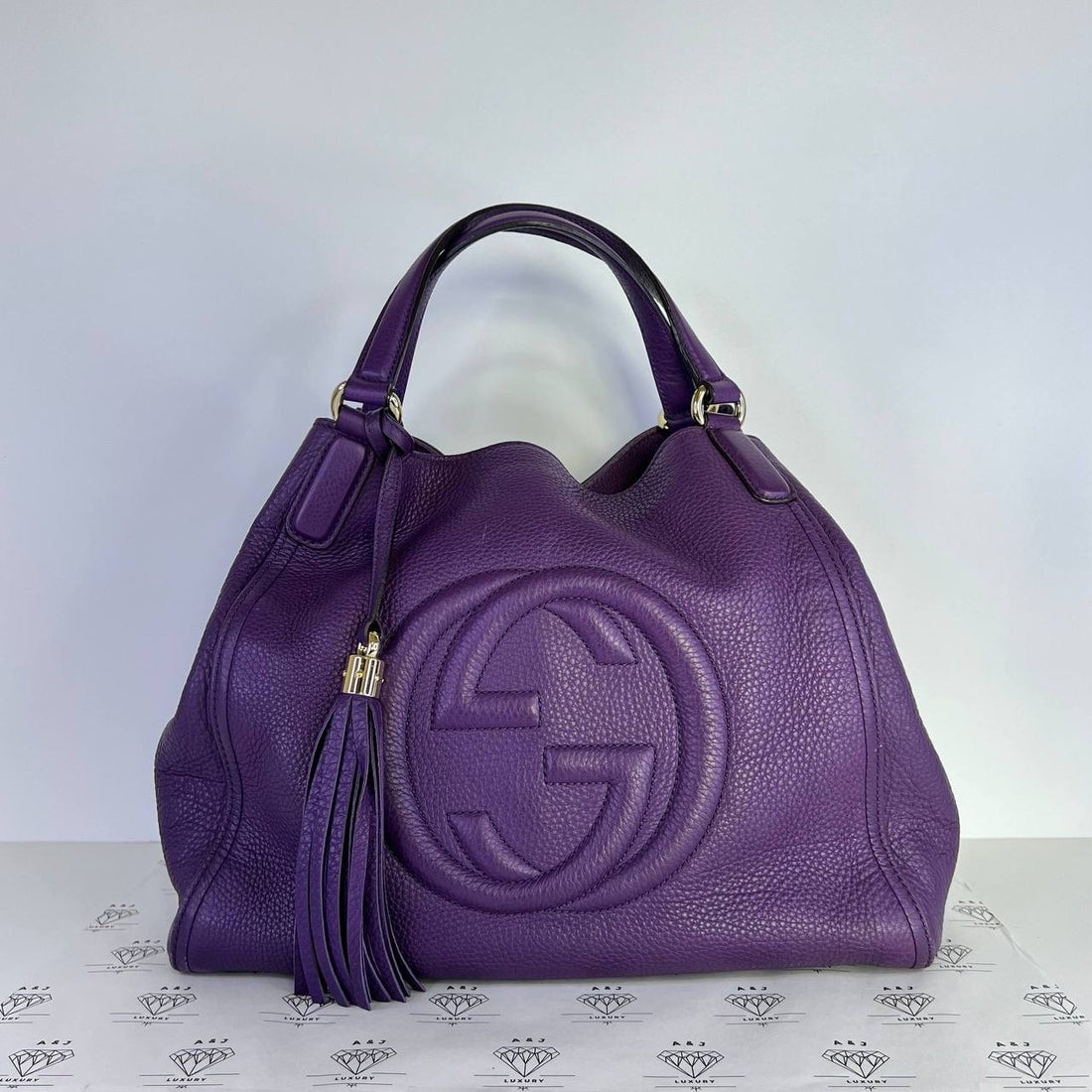 [PRE LOVED] Gucci Medium Soho Tote Bag in Purple GHW