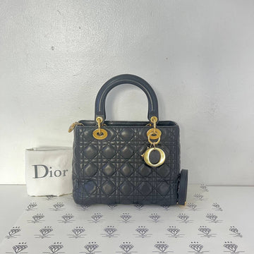 [PRE LOVED] Christian Dior Medium Lady Dior in Black Cannage Lambskin GHW (2015)