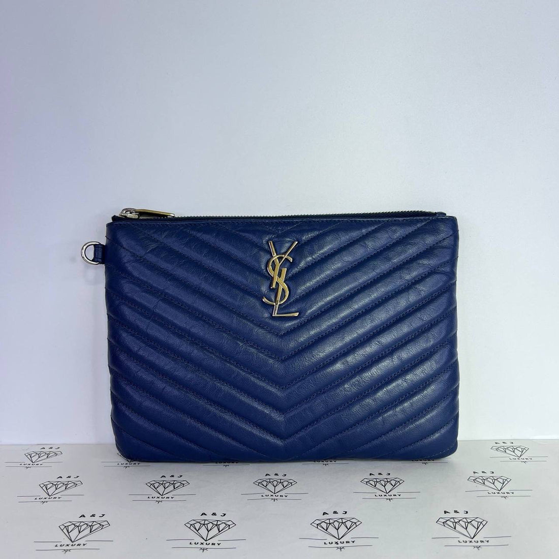 [PRE LOVED] YSL Cassandre Matelasse Pouch in Blue SHW