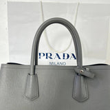 [PRE LOVED] Prada Double Cuir Handbag in Gray Saffiano Leather SHW