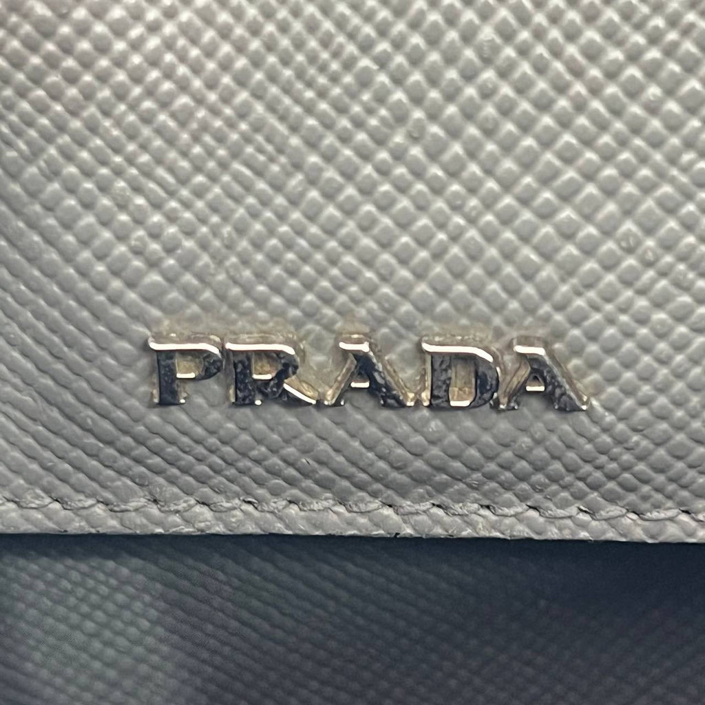 [PRE LOVED] Prada Double Cuir Handbag in Gray Saffiano Leather SHW