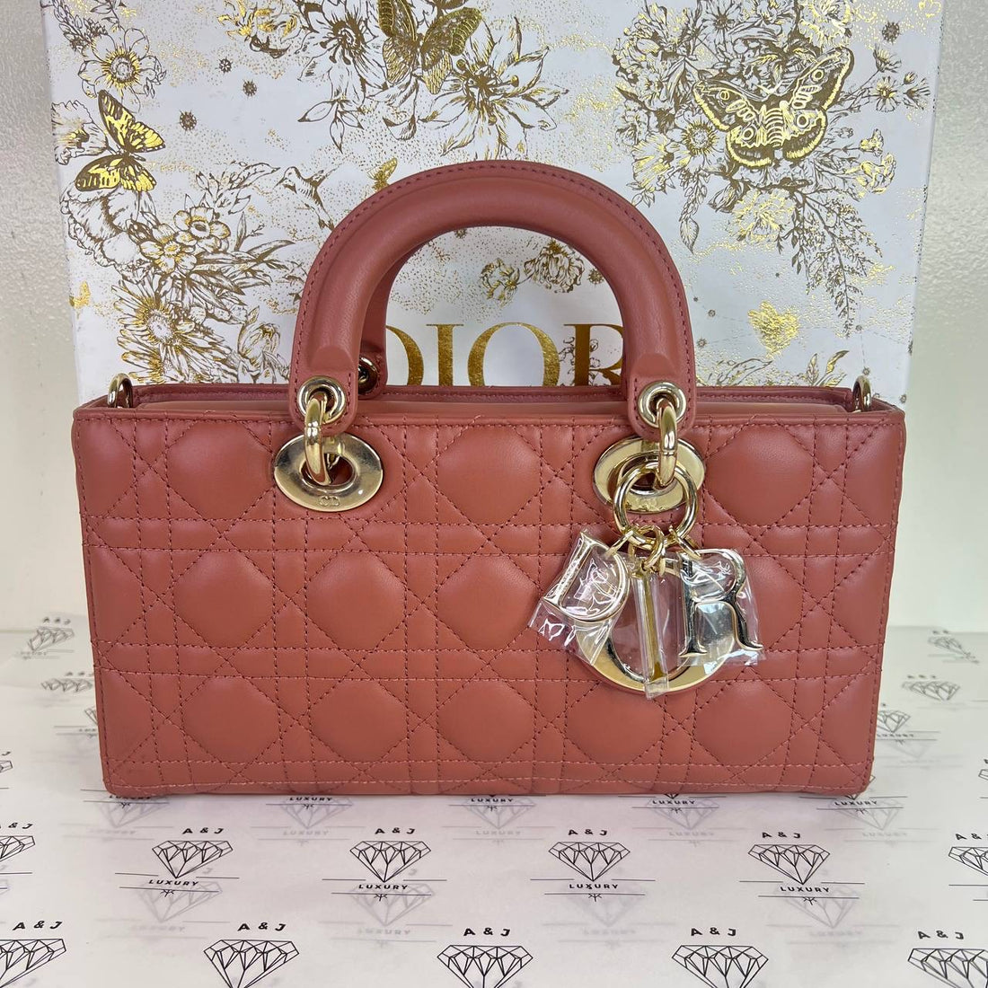 [PRE LOVED] Christian Dior Medium D-Joy in Coral Pink Cannage Lambskin GHW (2022)