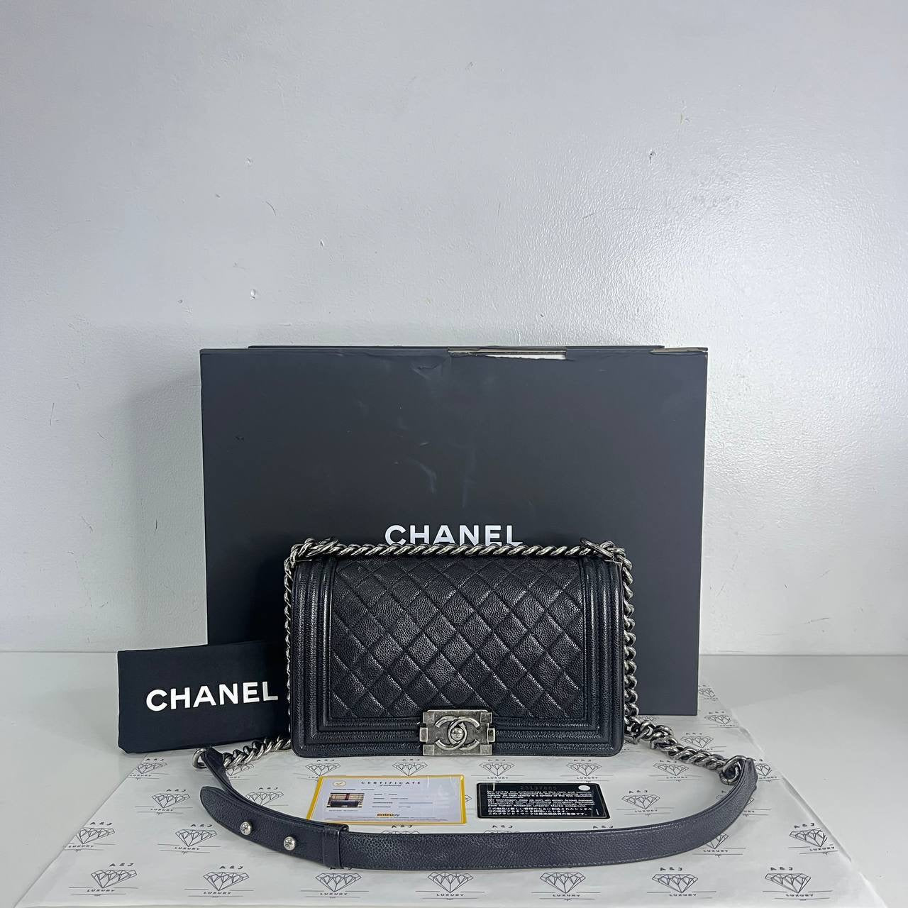 [PRE LOVED] Chanel Old Medium Leboy in Black Caviar RHW (Series 23)
