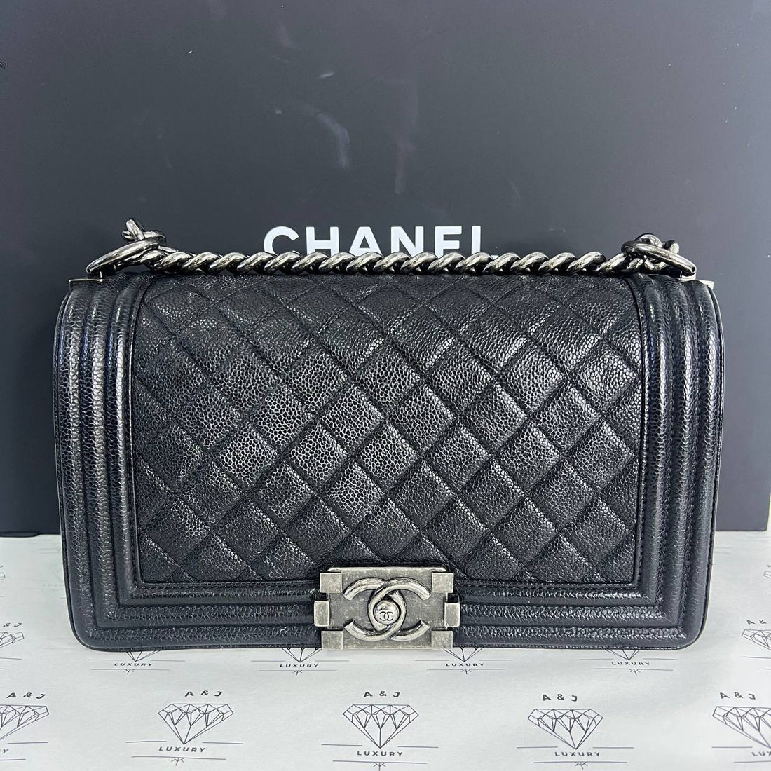 [PRE LOVED] Chanel Old Medium Leboy in Black Caviar RHW (Series 23)