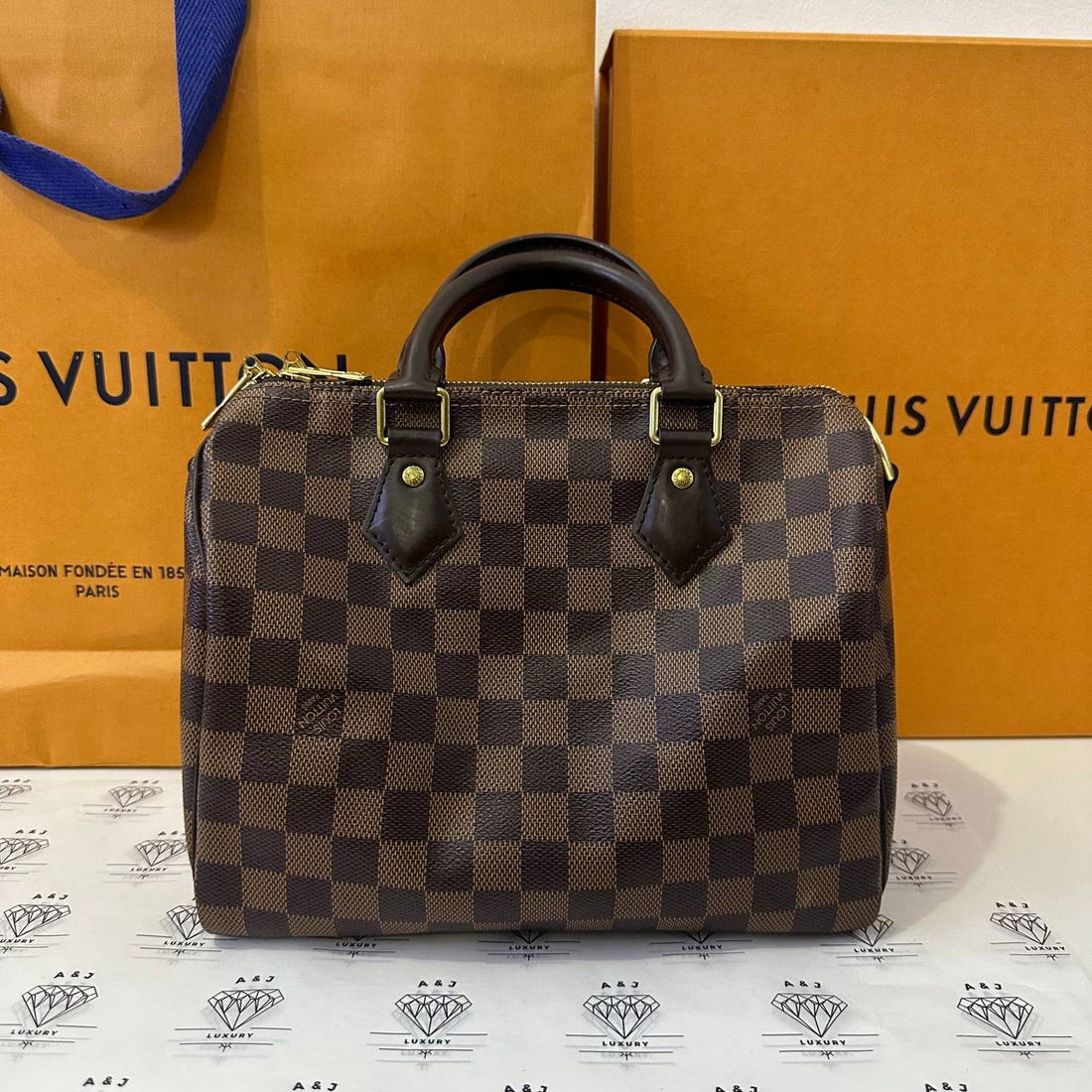 [PRE LOVED] Louis Vuitton Speedy Bandouliere 25 in Damier Ebene Canvass (LA4119)