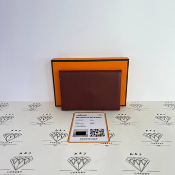 [PRE LOVED] Hermes Calvi Cardholder in Rouge H Evercolor Leather PHW (Stamp W - 2024)