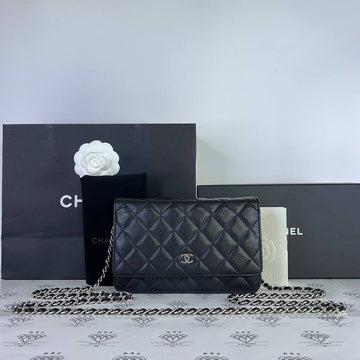 [PRE LOVED] Chanel Classic Wallet on Chain in Black Caviar Leather SHW (microchipped)