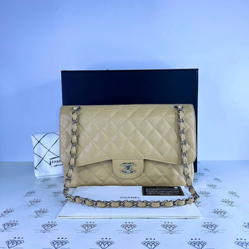 [PRE LOVED] Chanel Jumbo Classic Double Flap in Beige Clair Caviar Leather SHW (Series 16)