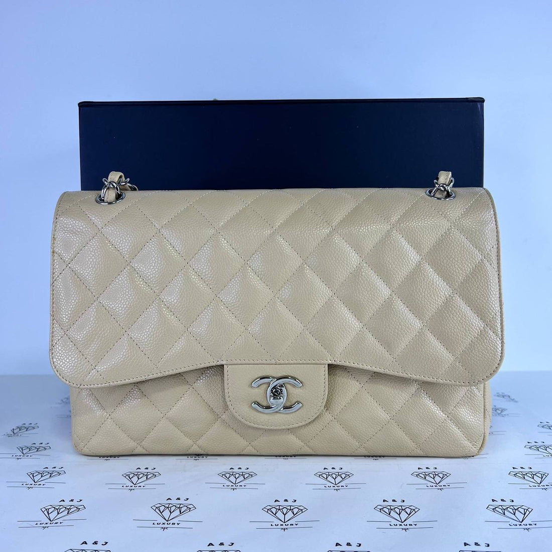 [PRE LOVED] Chanel Jumbo Classic Double Flap in Beige Clair Caviar Leather SHW (Series 16)