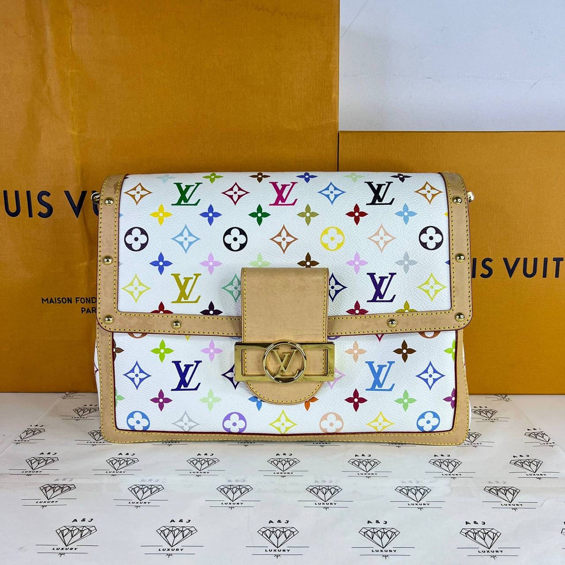 [PRE LOVED] Louis Vuitton x Murakami Dauphine Soft GM in Multicolor (microchipped)