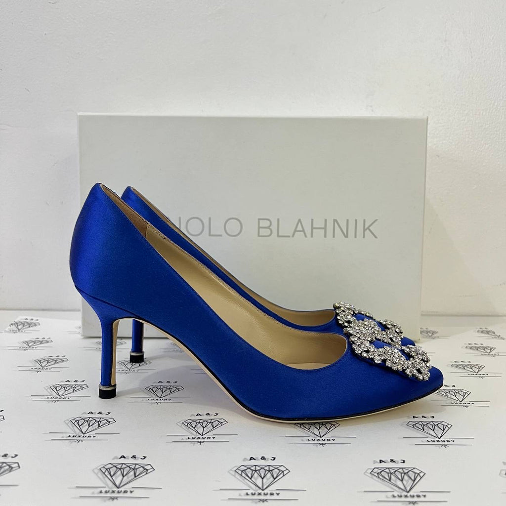 [PRE LOVED] Manolo Blahnik Hangisi 70MM in Blue Size 36EU