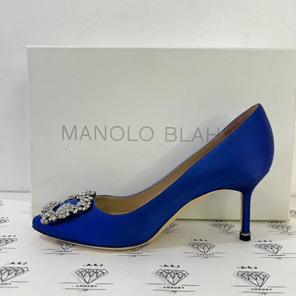 [PRE LOVED] Manolo Blahnik Hangisi 70MM in Blue Size 36EU