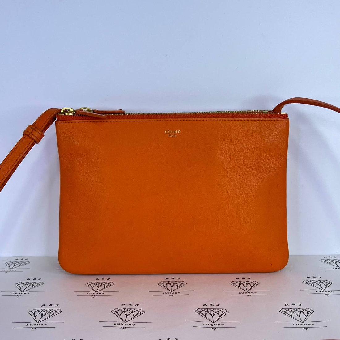 [PRE LOVED] Celine Small Trio in Orange GHW