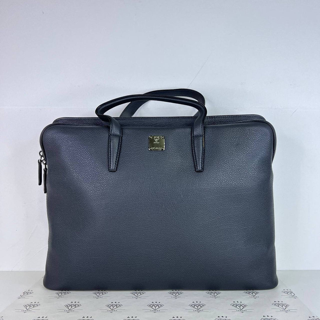 [PRE LOVED] MCM Phantom Briefcase in Dark Gray SHW