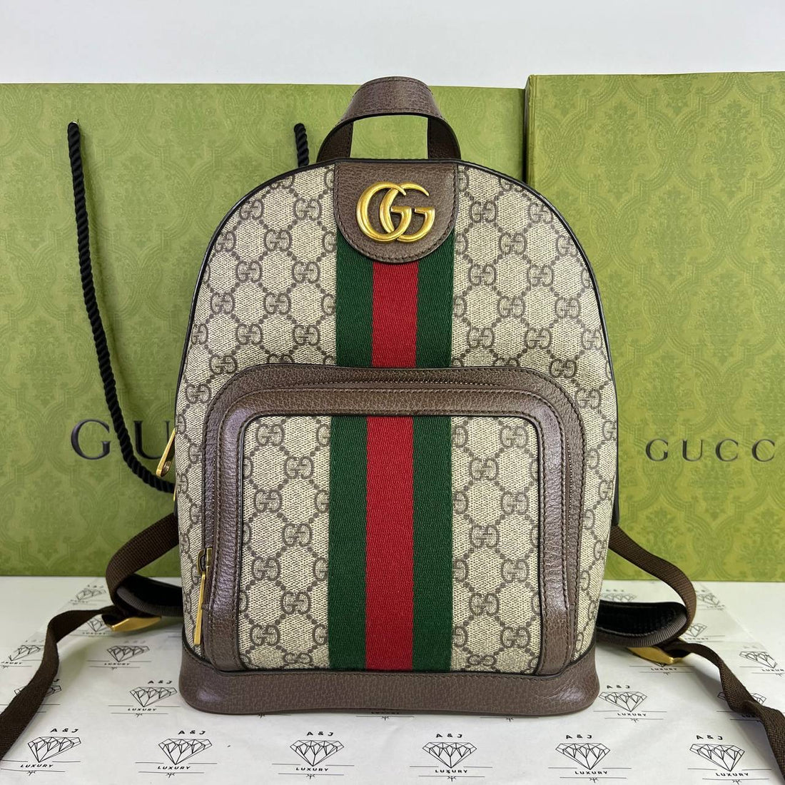 [PRE LOVED] Gucci Small Ophidia Supreme Backpack in Brown GHW