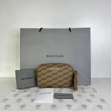 [BRAND NEW] Balenciaga Small Signature Camera Bag in Brown Canvass GHW