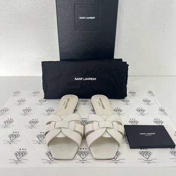 [PRE LOVED] Yves Saint Laurent Tribute Flats in White Size 35