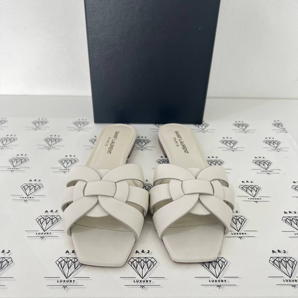 [PRE LOVED] Yves Saint Laurent Tribute Flats in White Size 35