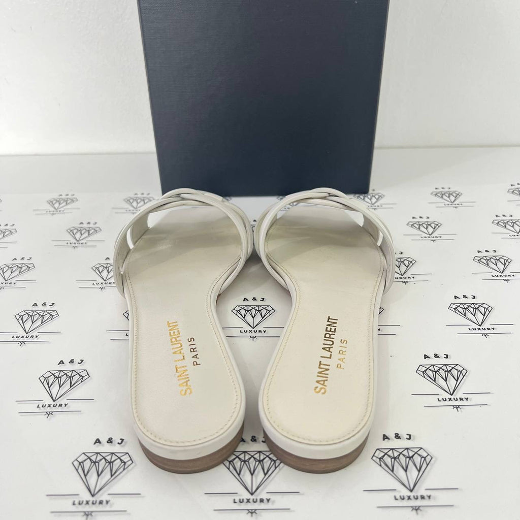 [PRE LOVED] Yves Saint Laurent Tribute Flats in White Size 35