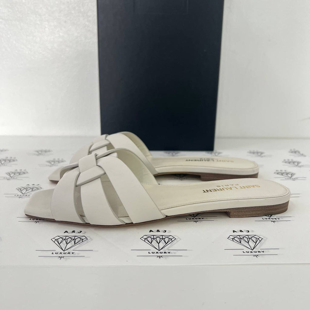 [PRE LOVED] Yves Saint Laurent Tribute Flats in White Size 35