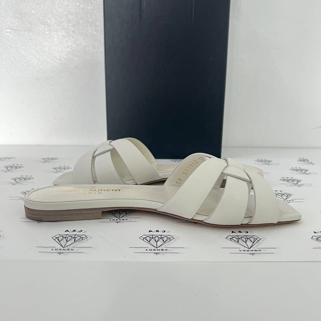 [PRE LOVED] Yves Saint Laurent Tribute Flats in White Size 35