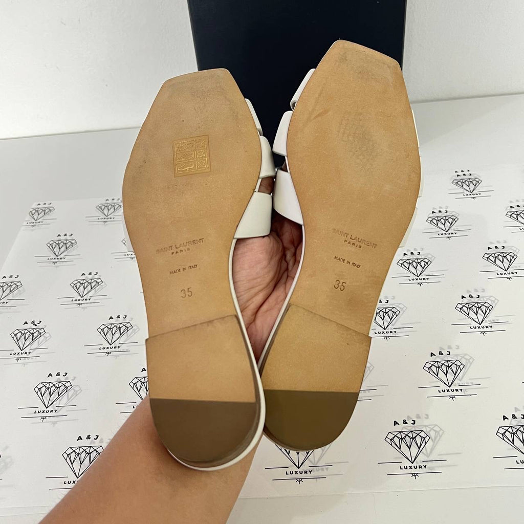 [PRE LOVED] Yves Saint Laurent Tribute Flats in White Size 35