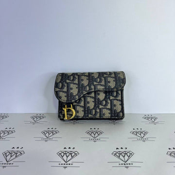 [PRE LOVED] Christian Dior Saddle Flap Card Holder in Oblique GHW (2022)